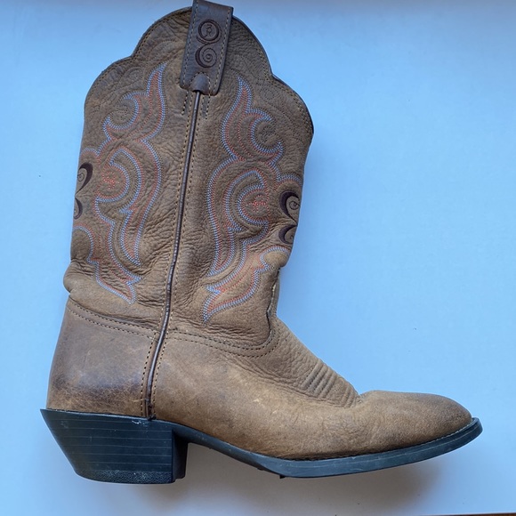 Tony Lama Sorrel Bridle RR5003L Cowboy boots for women side 8.5 leather distress - Picture 2 of 10